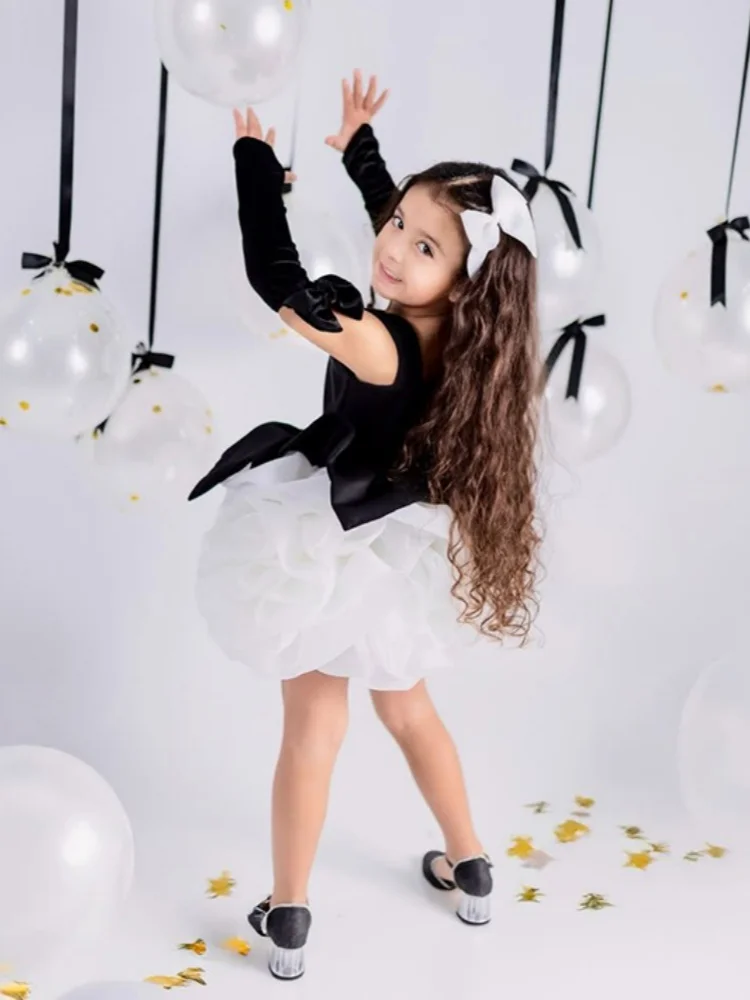 

Velvet Flower Girl Dress elegant party dresses for girl children's evening dresses birthday dress for Kids Wedding Dress Custom