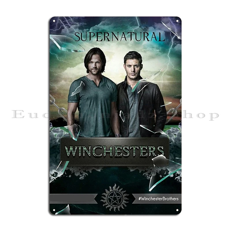 Supernatural Mugshot\'s Winchesters Winchester Brothers Season 15 Metal Party Printed Cinema Plaques Kitchen Tin Sign Poster