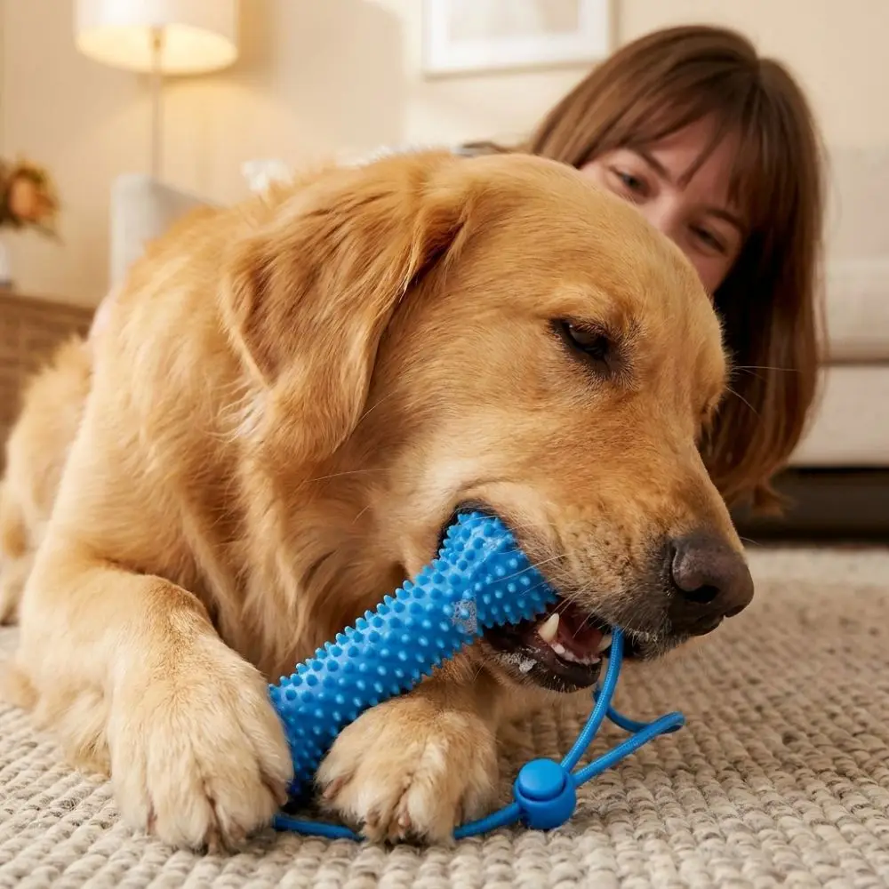 Bite-Resistant Dog Teething Stick Anti-choking Chew-resistant Pet Teeth Cleaning with Rope Dog Chew Stick Interactive Tug
