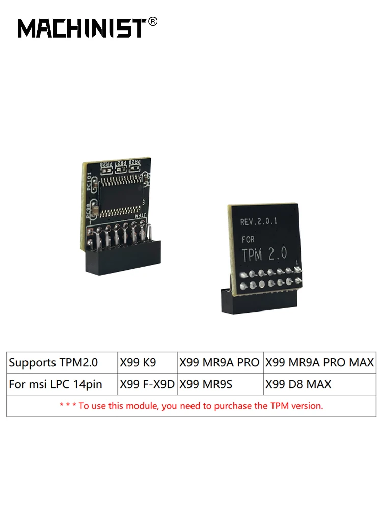 Moduł TPM2.0 do płyty głównej MACHINIST X99, interfejs MSI LPC14pin, obsługuje X99 K9/X99 MR9S/X99 MR9A PRO(MAX)/X99 D8 MAX — zdjęcie produktu 7