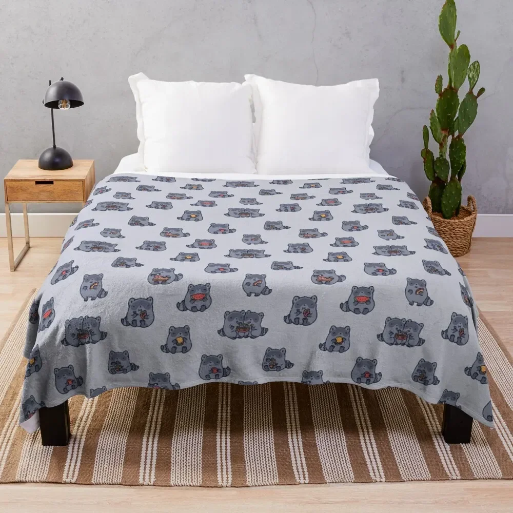 

Cute raccoons eating food pattern Throw Blanket Baby Giant Sofa Blankets