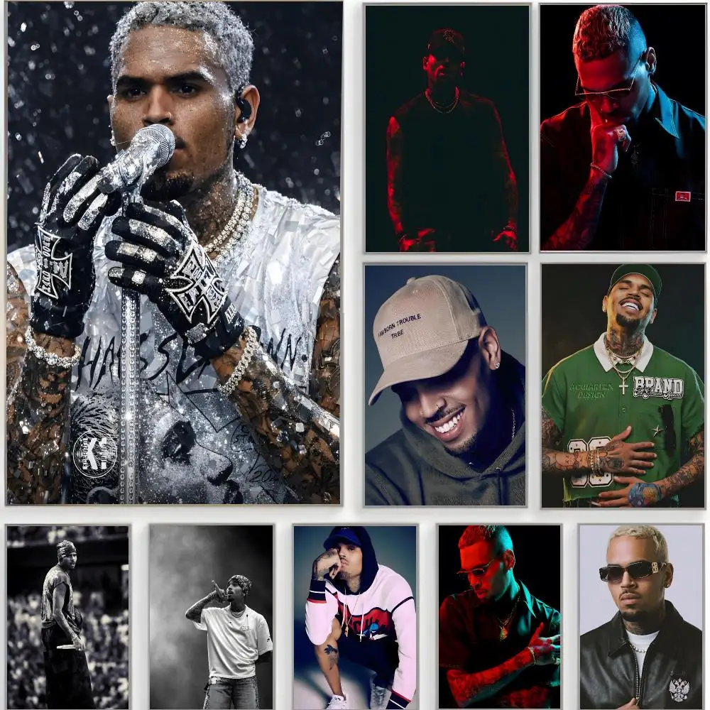 rnb singer c-chris brown Poster Classic Wall Art  Home Decor  Peel and Stick Unframed