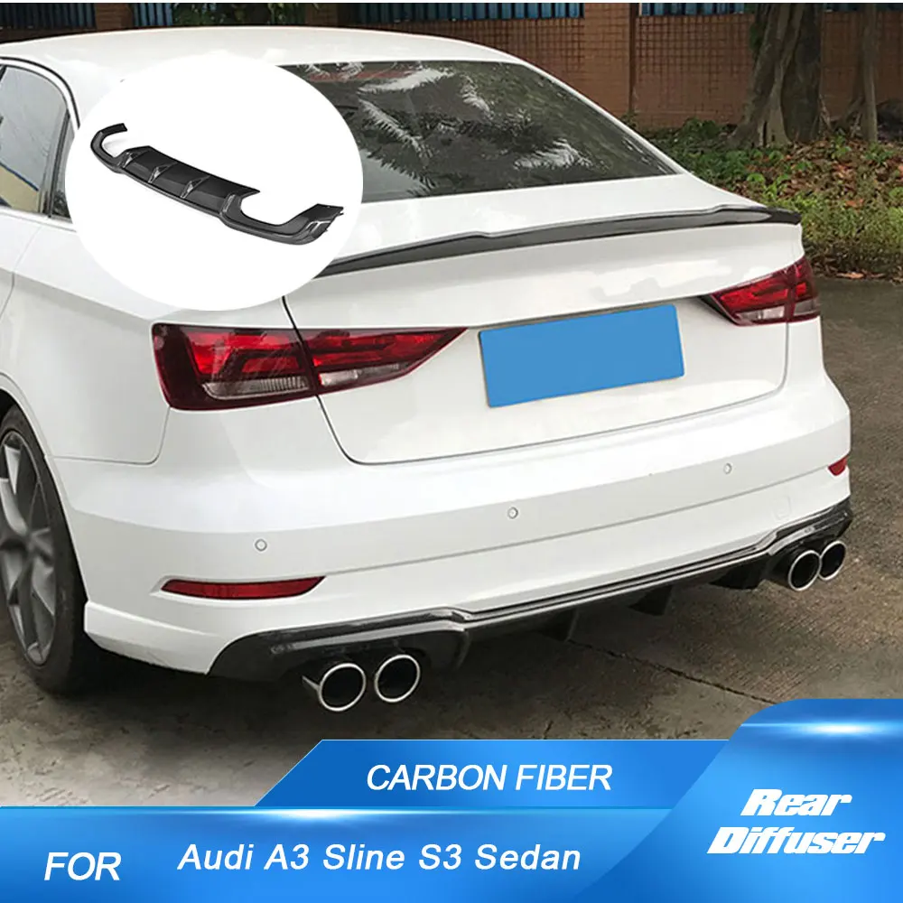 

Carbon Fiber / FRP Car Rear Bumper Diffuser Lip Spoiler For Audi A3 Sline S3 Sedan 2017 2018 Rear Bumper Diffuser Lip Spoiler