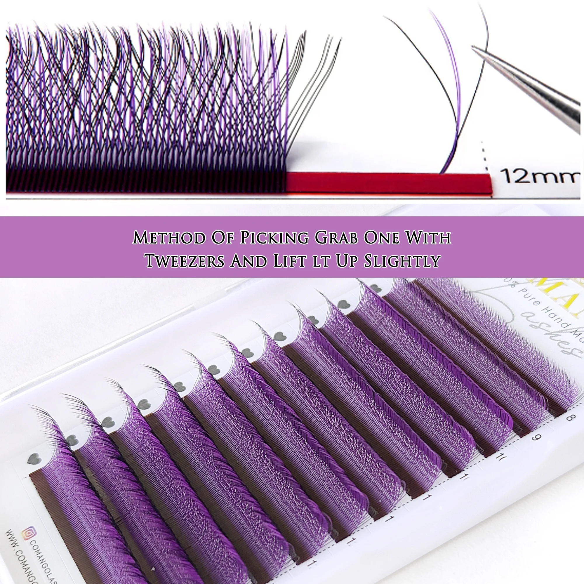 0.07mm Colored 3D W Lashes Extension Mix8-15mm 12Rows Blue/Purple/Brown Colorful Eyelash Extensions Professional Lash Supplies