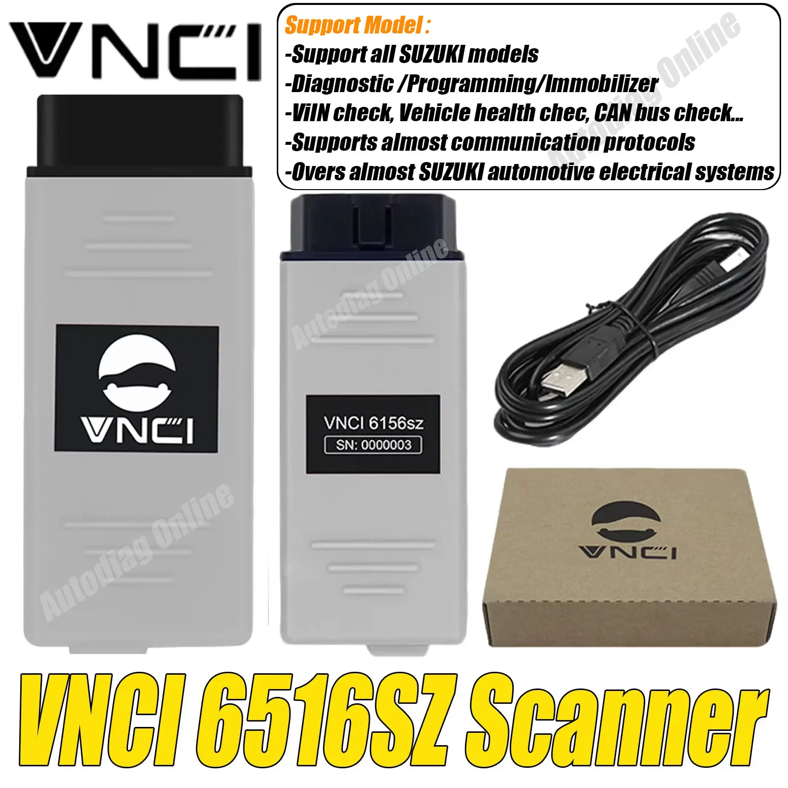 

VNCI 6516SZ сканирование для SUZUKI автомобильный OBD2 диагностический сканер программирование иммобилайзер инструмент адаптер WLAN для STD2 OEM программный сканер
