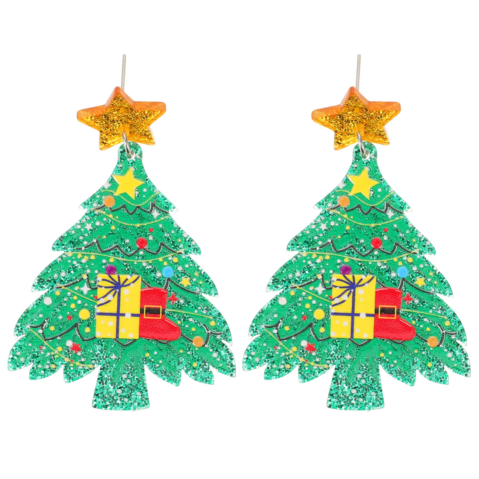 

Creative Holiday Earrings Acrylic 2025 Christmas Cute Women Dangle Tree Filling