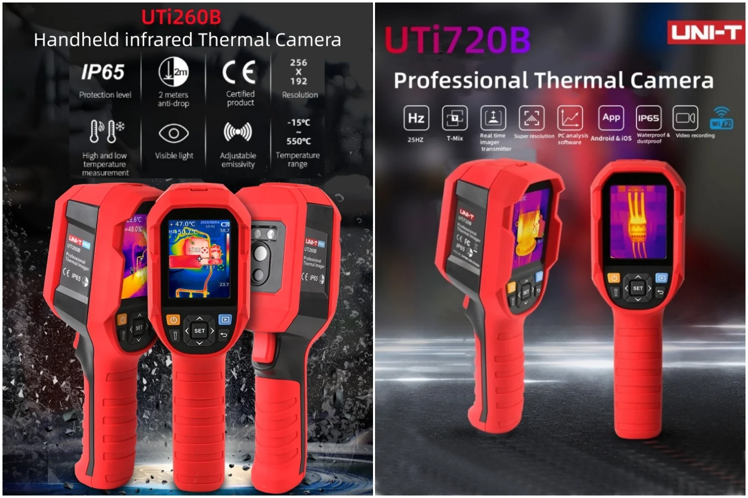 Kamera Pencitraan Termal UNI-T UTi260B UTi720B Resolusi IR 256x192 550 ℃   Alat Analisis Industri untuk Aplikasi Perekam Video WiFi Jarak Jauh di PC