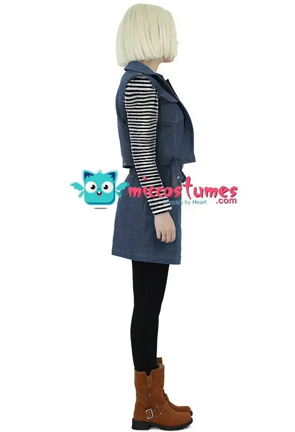 Micfigurinos-Android 18 Cosplay Costume para Mulher, Roupa de Mulher