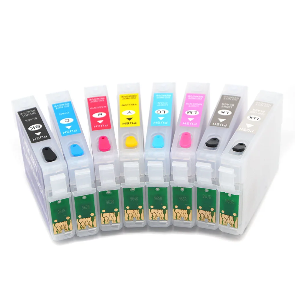 8Pcs/Set Refillable Ink Cartridge with Auto Reset Chip for Epson Stylus Pro R2880 Printer