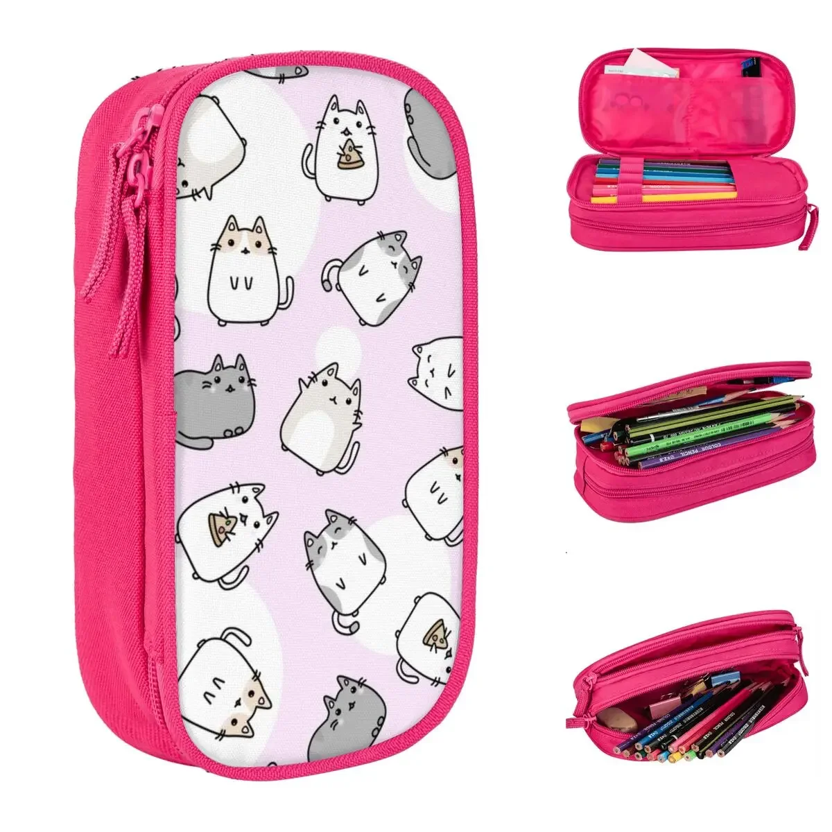 Creative Cute Kawaii Cats Cat Pattern Pencil Case Pencilcases Pen Box for Student Big Capacity Bags Students School Stationery