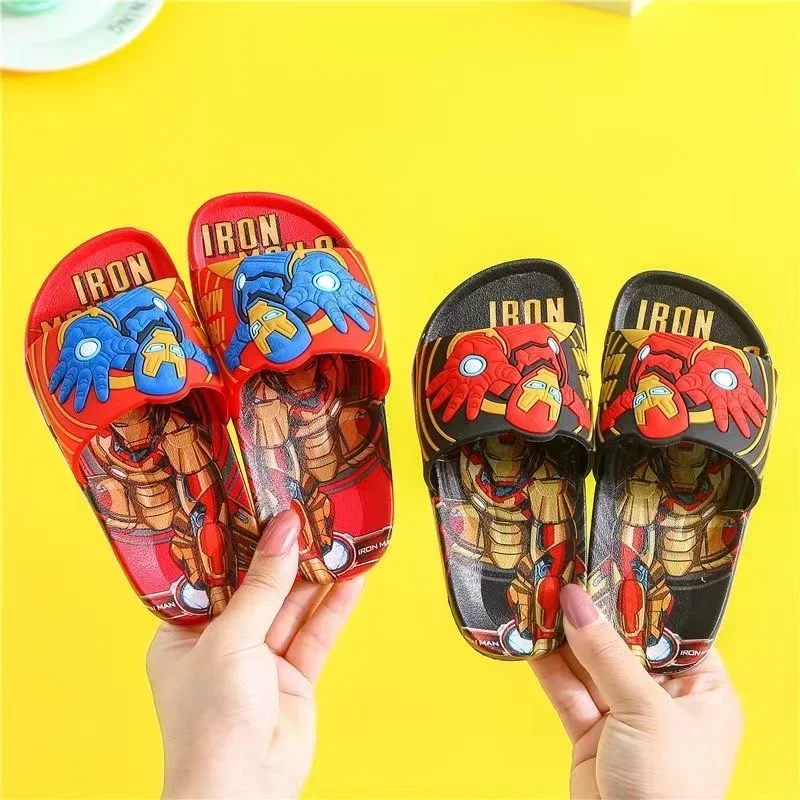 Baby Girls Summer Slippers Kids Boys Beach Shoes Children Flips Flops Cartoon Iron Man Captain America Indoor Home Slippers