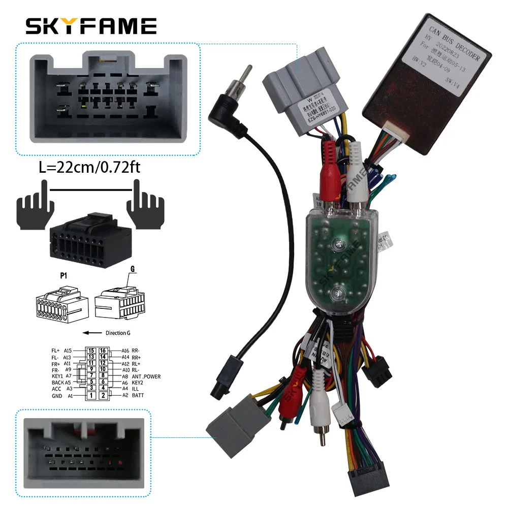 SKYFAME سيارة 16pin الأسلاك تسخير محول Canbus صندوق فك أندرويد راديو كابل الطاقة لاند روفر ديسكفري رينج روفر سبورت