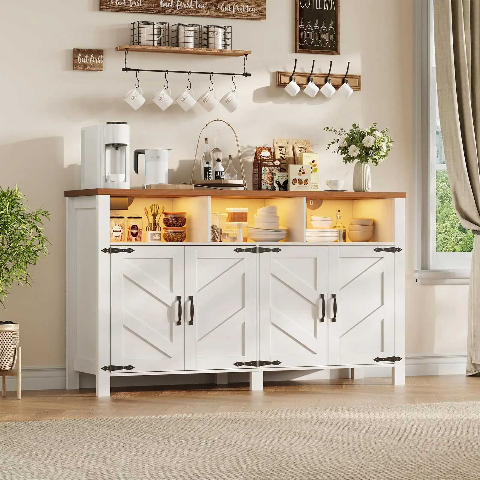 Farmhouse LED Buffet Cabinet 1