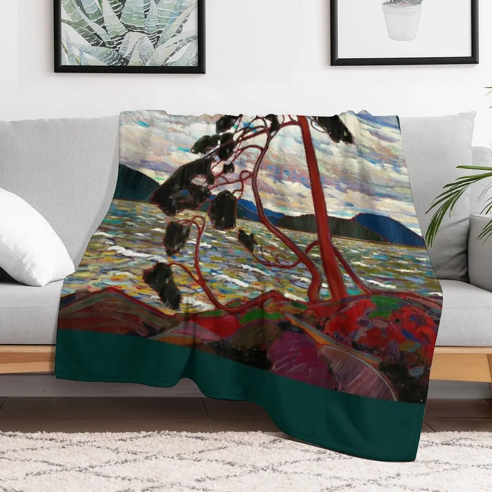 WEST WIND : Vintage 1919 Tom Thomson Algonquin Park Art Print Throw Blanket Multi-Purpose for winter Blankets