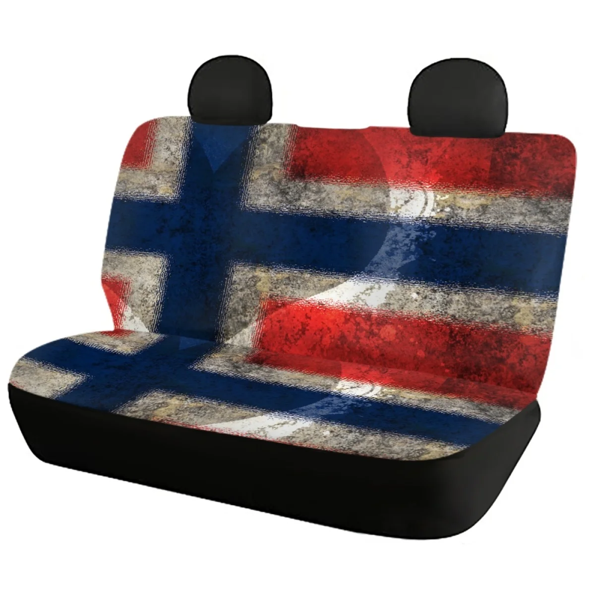 INSTANTARTS 3D Retro Soft Norway Flag Front/Back Car Seat Covers Design Slip-Resistant Auto Interior Seats Protector Comfortable