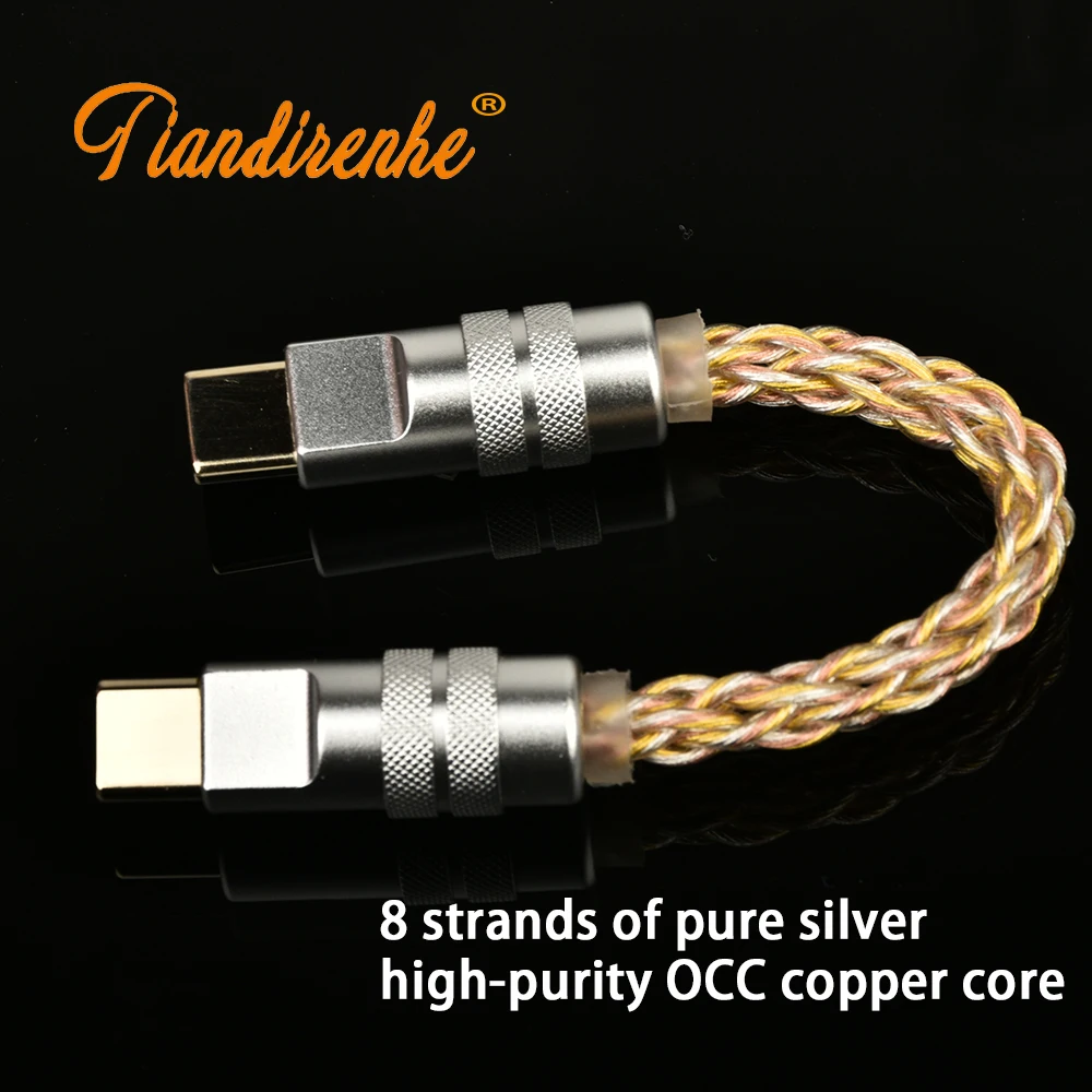 Tiandirenhe HiFi OTG Cable Upgraded Type-C to Type-C High Purity OCC Copper Silver Soft Cable for IPhone15 & Android Top Quality