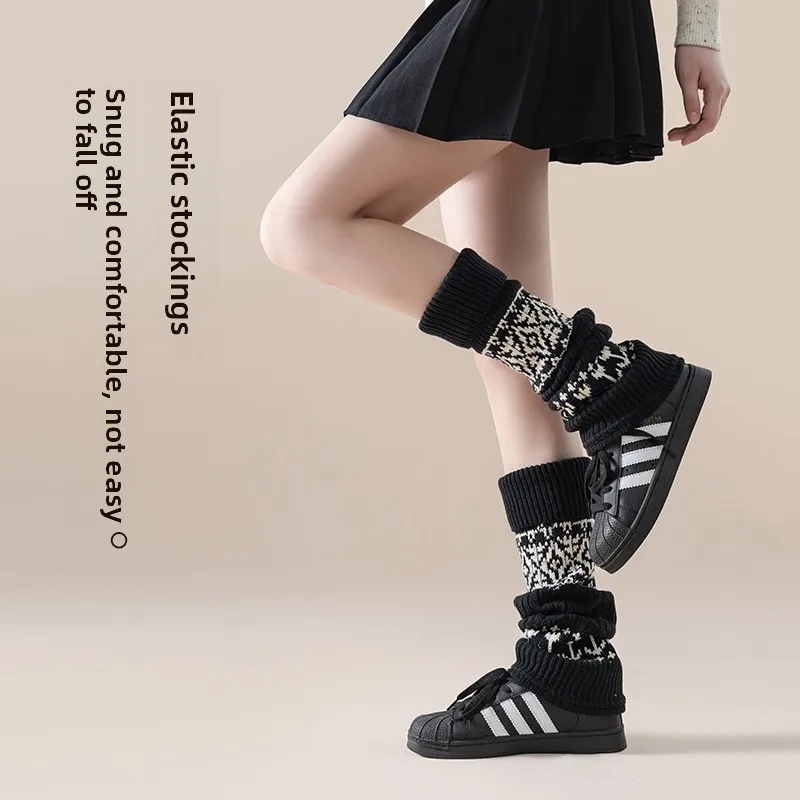 

Women's Dark Gray Wool Calf Socks Autumn Winter Snow Boots Leg Cover Stacking Socks Warm Cozy Stockings for Cold Weather