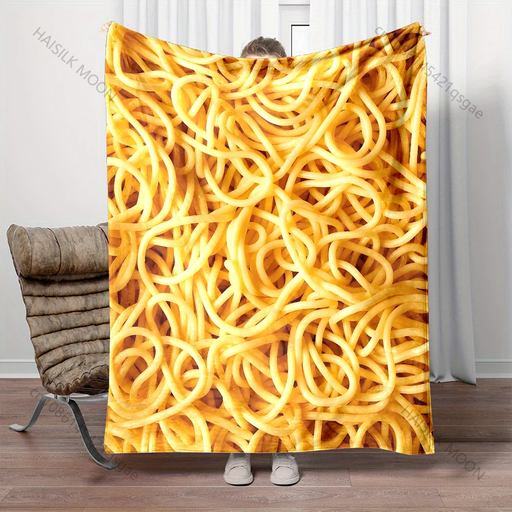 1PC Close-up of yellow pasta  Print Adult Children Warm Blankets Home Travel Car Soft Comfortable Suitable for all seasons