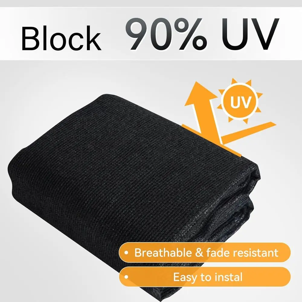 내구성 있는 12x24 피트 블랙 그늘막 천 황동 고리 포함 야외 햇빛 차단 및 덮개용