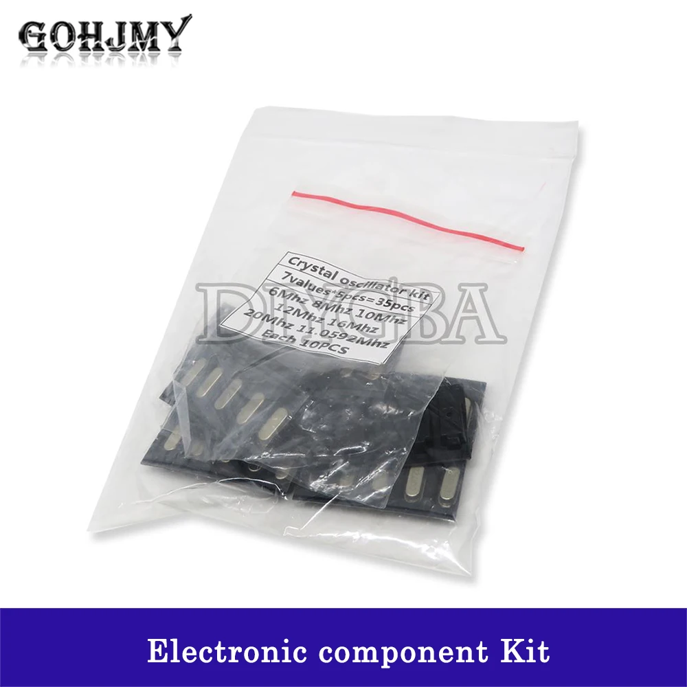 35PCS 49S-SMD SMD Crystals 6Mhz 8Mhz 10Mhz 12Mhz 16Mhz 20Mhz 11.0592Mhz Mhz 49SMD  Crystal Oscillator Kit 7kinds GOHJMY