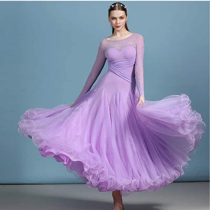 Big Swing Elegant Purple Women Standard Ballroom Dress Tango Dance Costumes Waltz Dress For Dancing Clothes Dance Wear