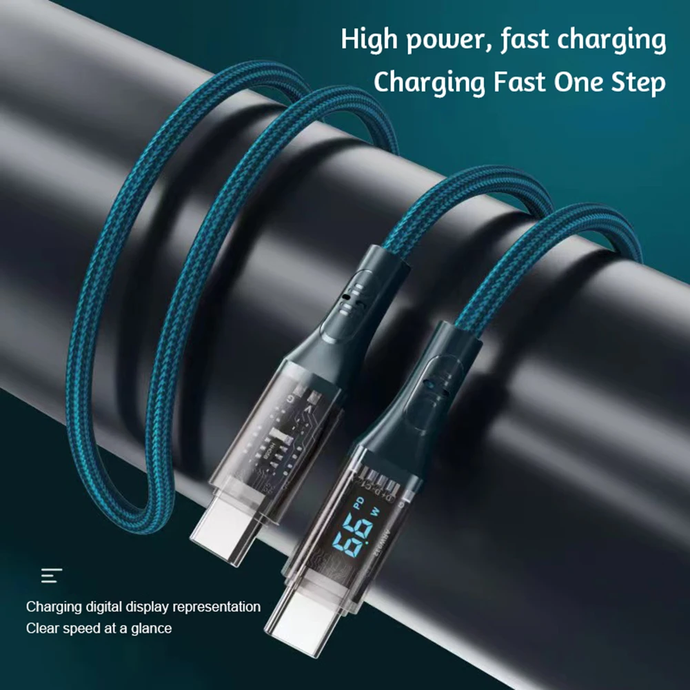 Зарядный кабель с цифровым дисплеем и двумя портами Type-C, легкий портативный зарядный шнур для смартфона