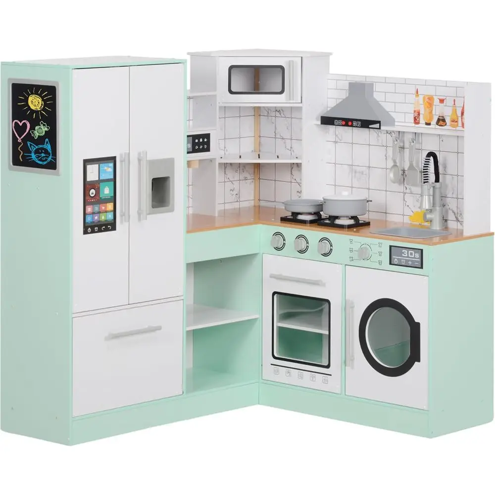 

Детский игровой кухонный набор с доской для рисования мелом, льдогенератором, бытовой техникой, звуковыми и световыми эффектами, идеально подходит для детей от 3 лет