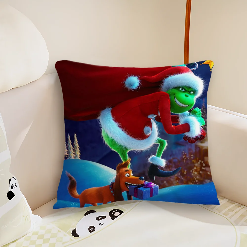 The Cartoon G-GrinchS Movie Pillow Case Living Room Sofa Cushion Cover Suitable For Home Bedroom Room Decoration