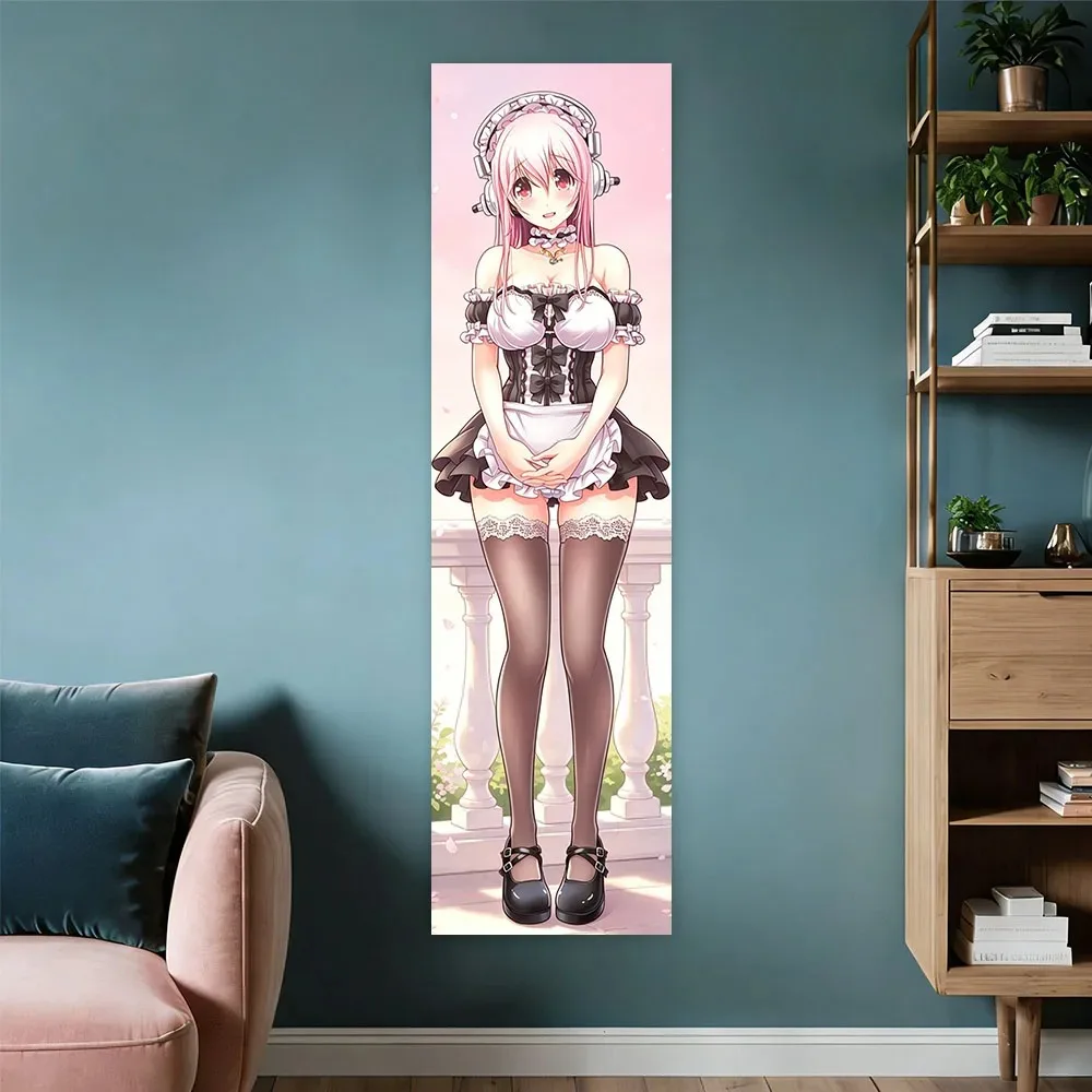 VIKAMA Gothic Maid Anime Girl Langer Wandteppich, Wandbehang im Anime-Stil für Eingangsbereiche und Schlafzimmer – Detail 3