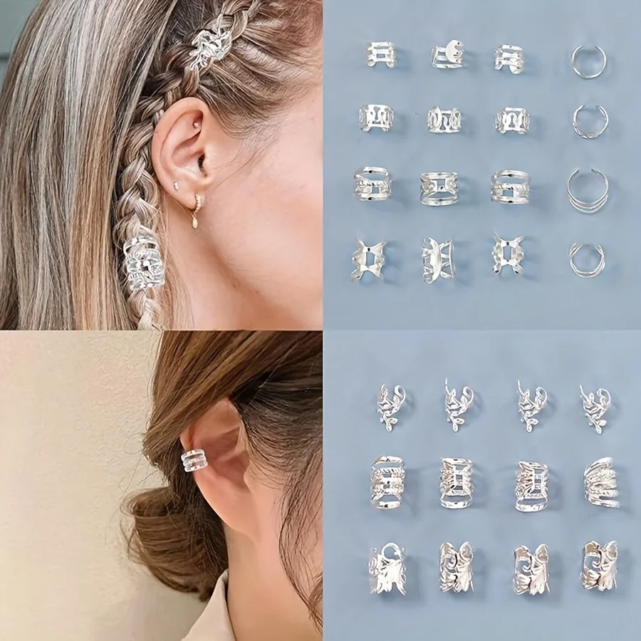 70Pcs Alloy Hair Beads & Braiding Rings, Adjustable Accessories