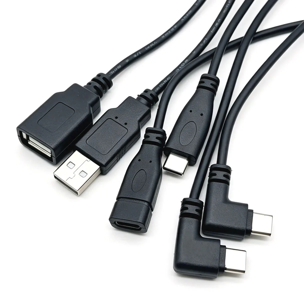 1Pcs DIY Repair Welding Cable 2 Wire 4 Wires Type C USB 2.0 Elbow Head Male Female Jack 4Pin/2Pin Type-c Male Extension Cable 4
