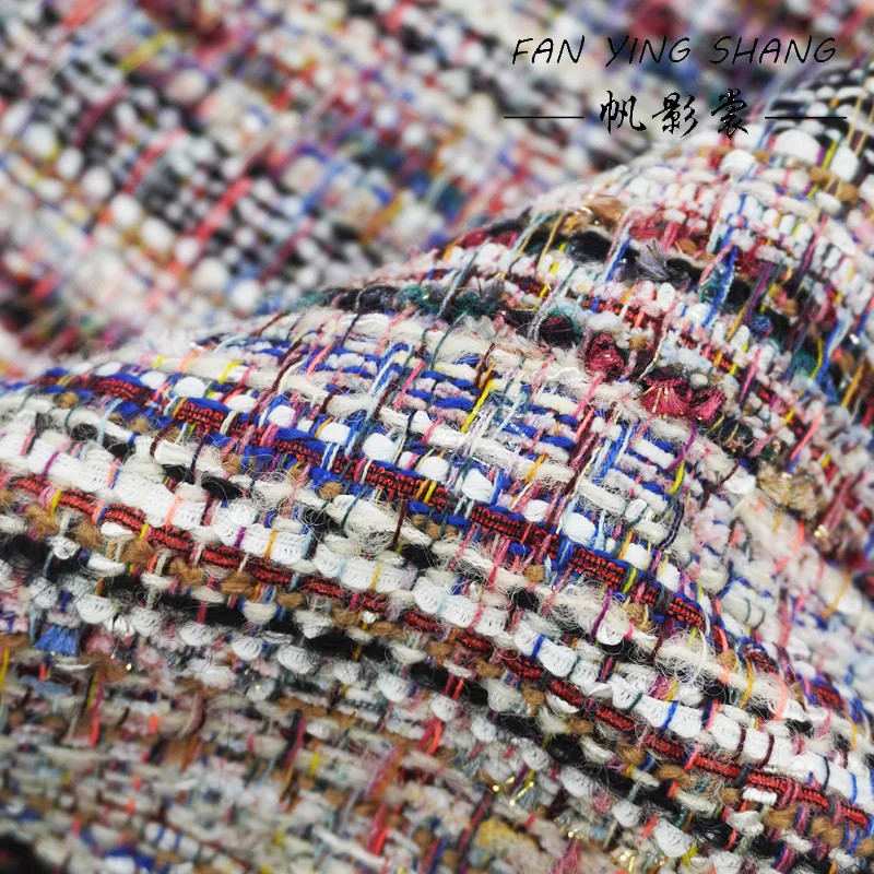 2025 كلاسيكي ملون خيط الصوف تويد النسيج لبدلة معطف Telas Costura Tissus Couture ткан الخياطة Stoffe Tecido القماش