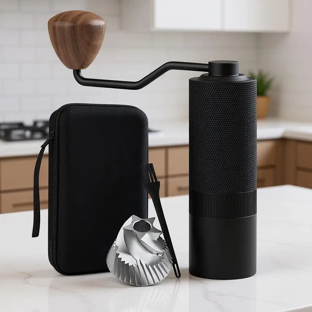 

Hand Coffee Grinder, 25g with CNC Stainless Steel Pentagon Conical Burr, Adjustable Setting, Burr Coffee Bean Grinder for French