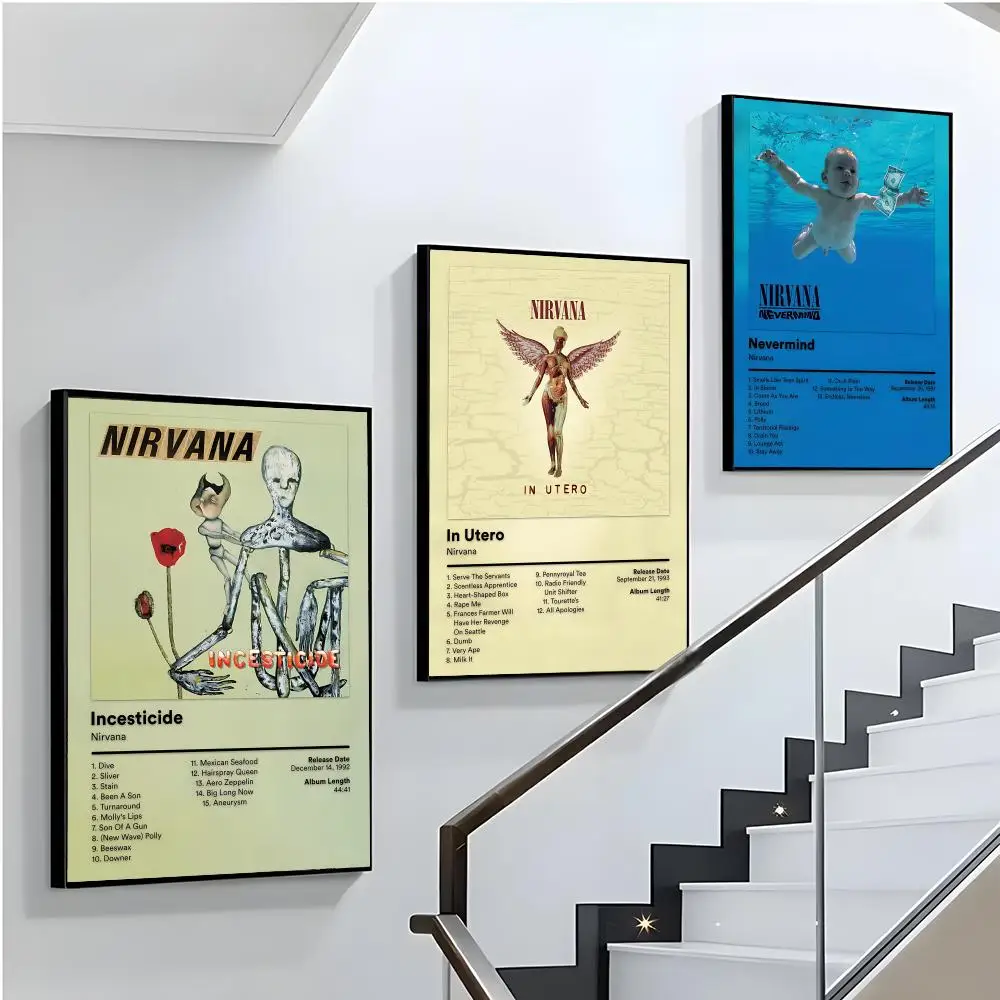 N-Nirvana Rapper Album Poster Home Living Bed Room Bar Hallway Sticky Wall Printing Waterproof Aesthetic Decor