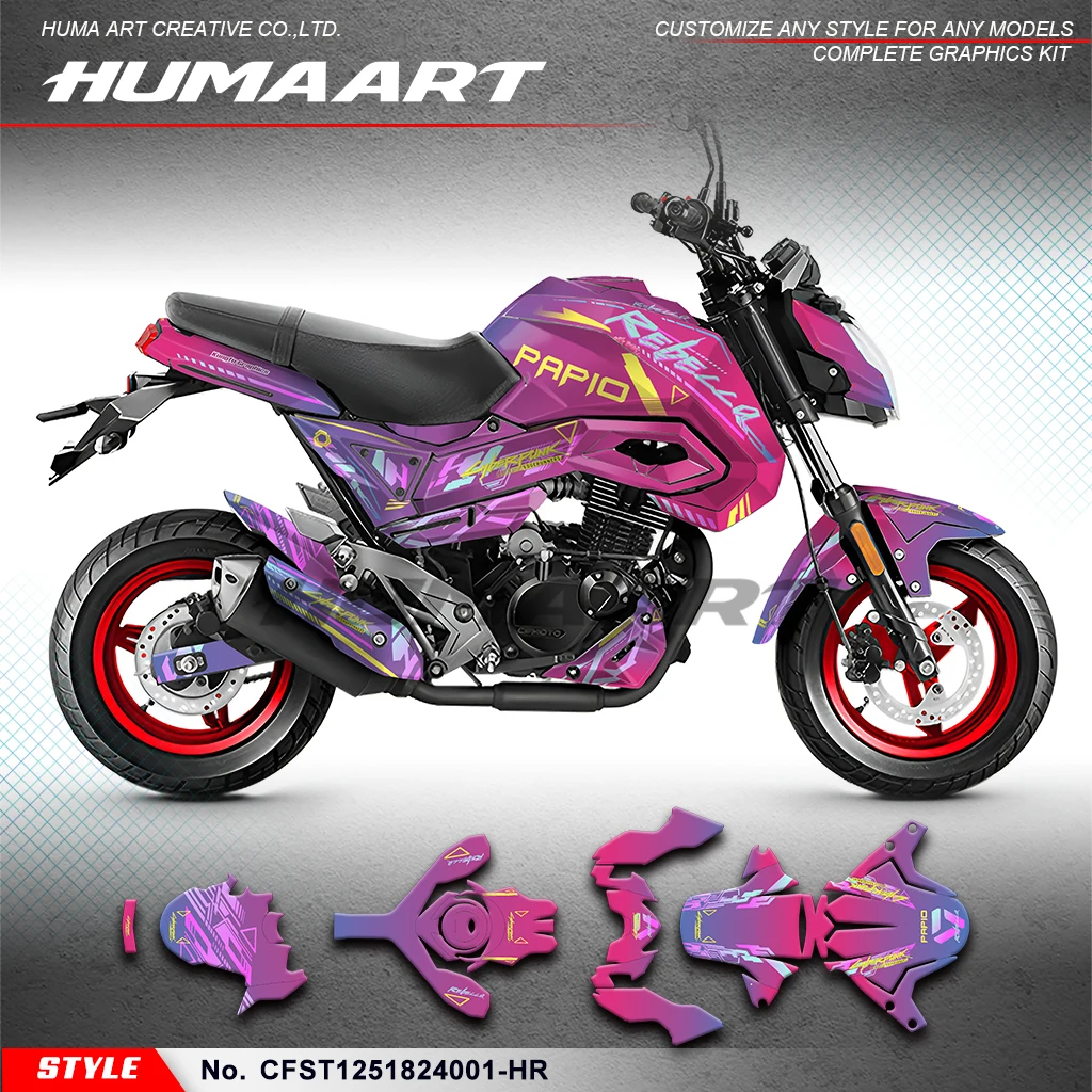 HUMAART Custom Graphics Kit Stickers Set for CFMOTO PAPIO ST125 ST 125 2018-2024 Pocket bike, CFST1251824001-HR