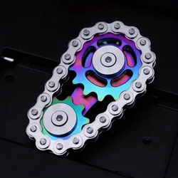 Relieve pressure on chain fidget spinner metal toys with gear chain teeth flywheel and sprocket chain wobble