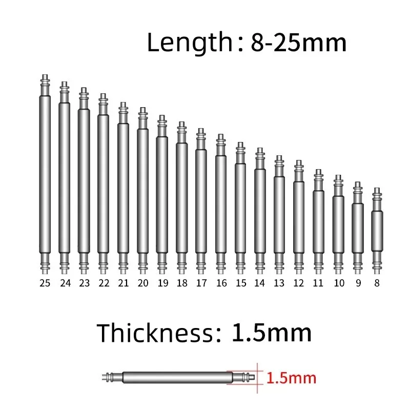 360pcs/set Strainless Steel Spring Bars 8mm-25mm Watchband Metal Spring Bars Strap Belt Repair Tools Pin Watch Accessories