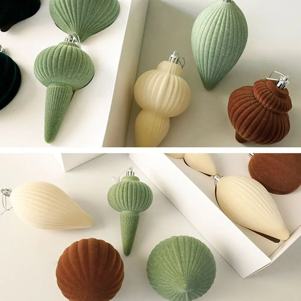 

6 шт. бархатный рождественский шар особой формы, кулон, флокированные небьющиеся елочные шары, сплошной цвет, многоразовые