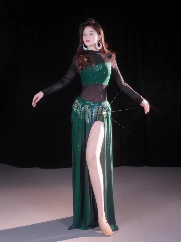 Elegant Oriental Dance Outfit Belly Dance Costume Stretch Split