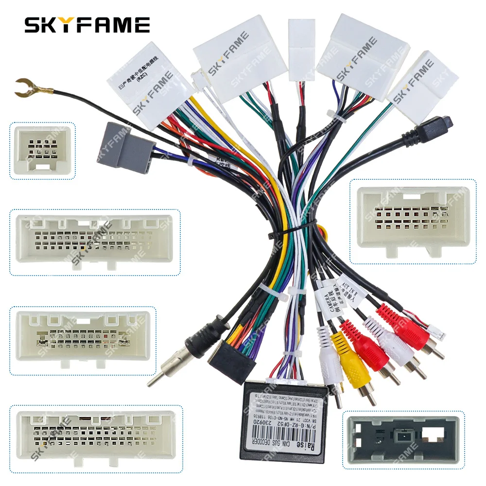 SKYFAME Car 16pin Wiring Harness Adapter Canbus Box For Nissan X-Trail Teana Qashqai Murano NP300 Bluebird Terra G-RZ-DF52