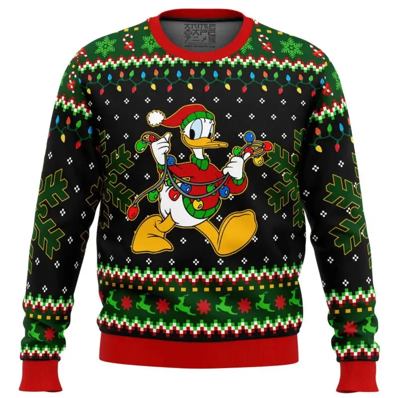 Pull de Noël Donald Duck pour hommes et femmes, impression 3D, vêtements de fête Street TureMouse, automne et hiver, nouveau, 20