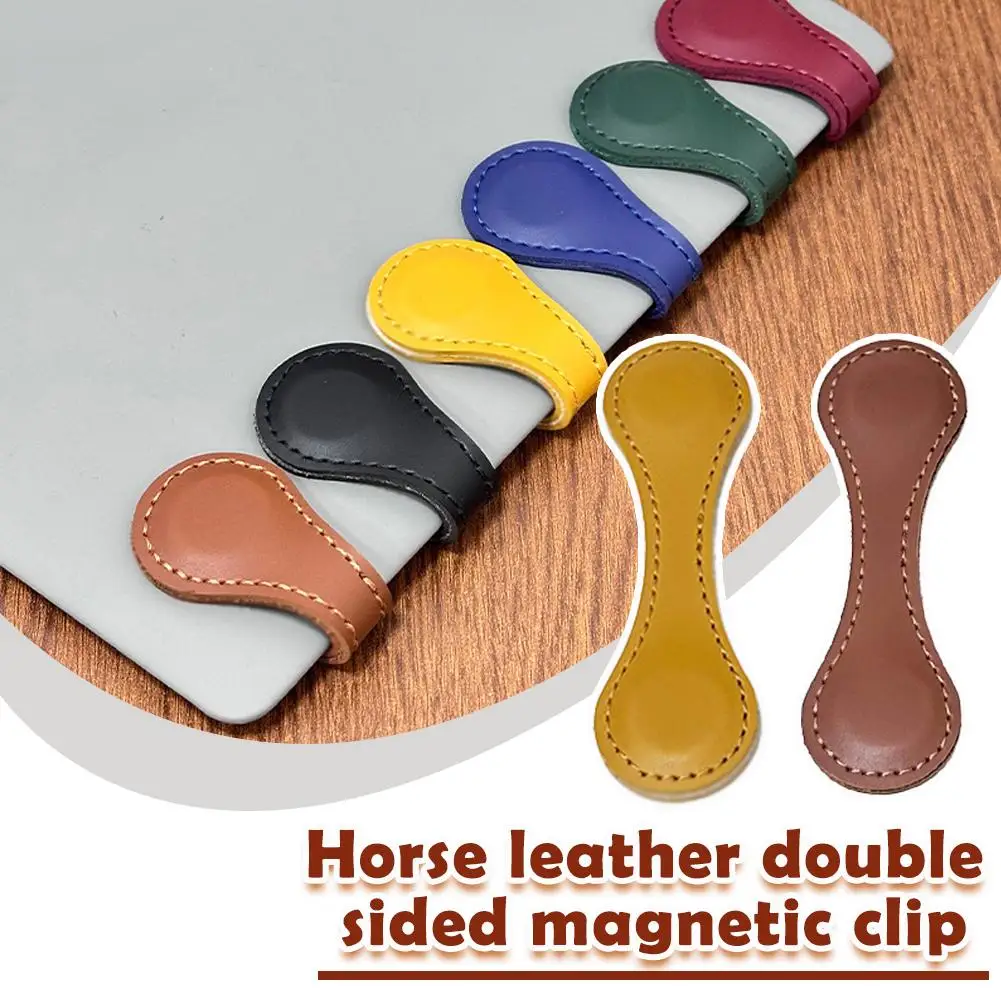 

Multicolor Mobile Phone Data Cable Organizer Double Data Phone Cable Mobile Leather Clip Holder Magnetic Side Bookmark E7c7