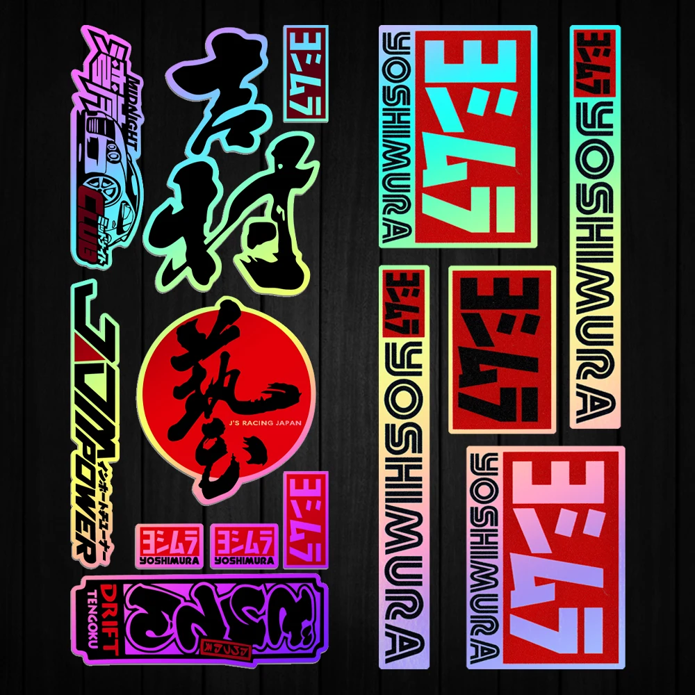 Motorcycle Reflective Vinyl Sticker JDM Style Decal For Yoshimura Honda Yamaha Kawasaki Helmet Windshield Body Accessories
