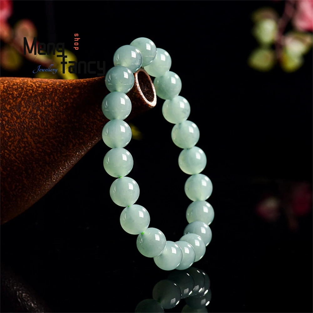 سوار الماء الأزرق الجاديت الطبيعي من الدرجة A، سوار من خرز اليشم من النوع الجليدي للرجال والنساء، اليشم الراقية كهدية أنيقة