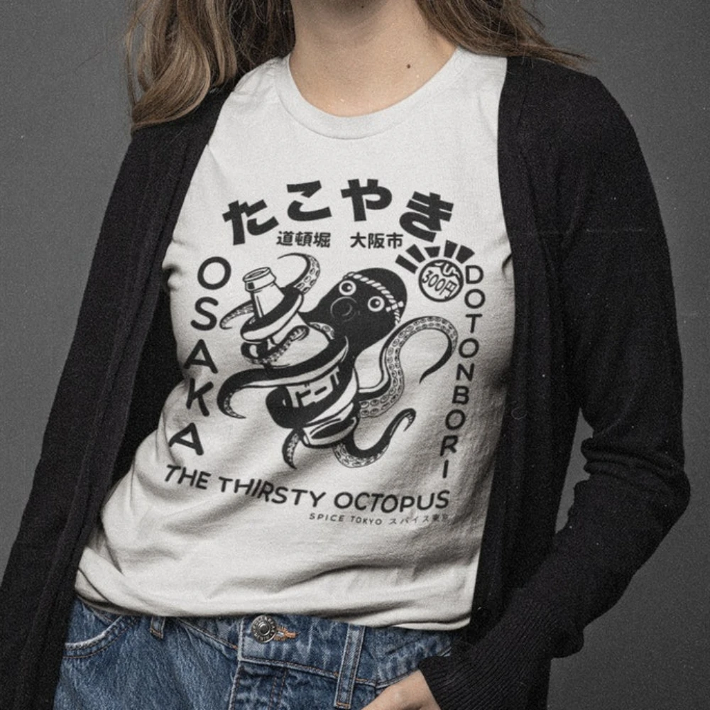 일본 타코야키 남녀공용, 남녀공용 그래픽 티, 간지 및 히라가나 스트리트 웨어, 음식 면 티셔츠, 완벽한 기념품 