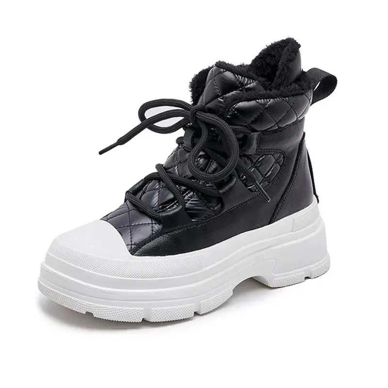 

Winter Boots for Women's Anti Slip New Women's Lace Up Snow Cotton Shoes Fashion Thickened and Warm Women's Ankle Boots