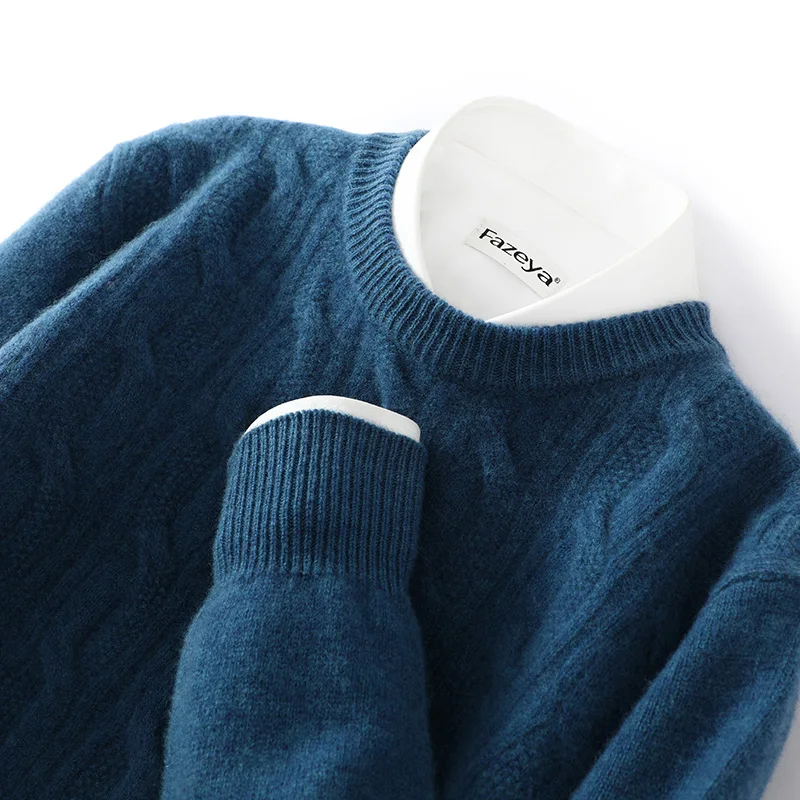 ฤดูใบไม้ร่วงและฤดูหนาวใหม่ 100% เสื้อกันหนาวผู้ชายรอบคอหรูหราแขนยาวPullover Cashmere Plusขนาดหลวมถักtop.