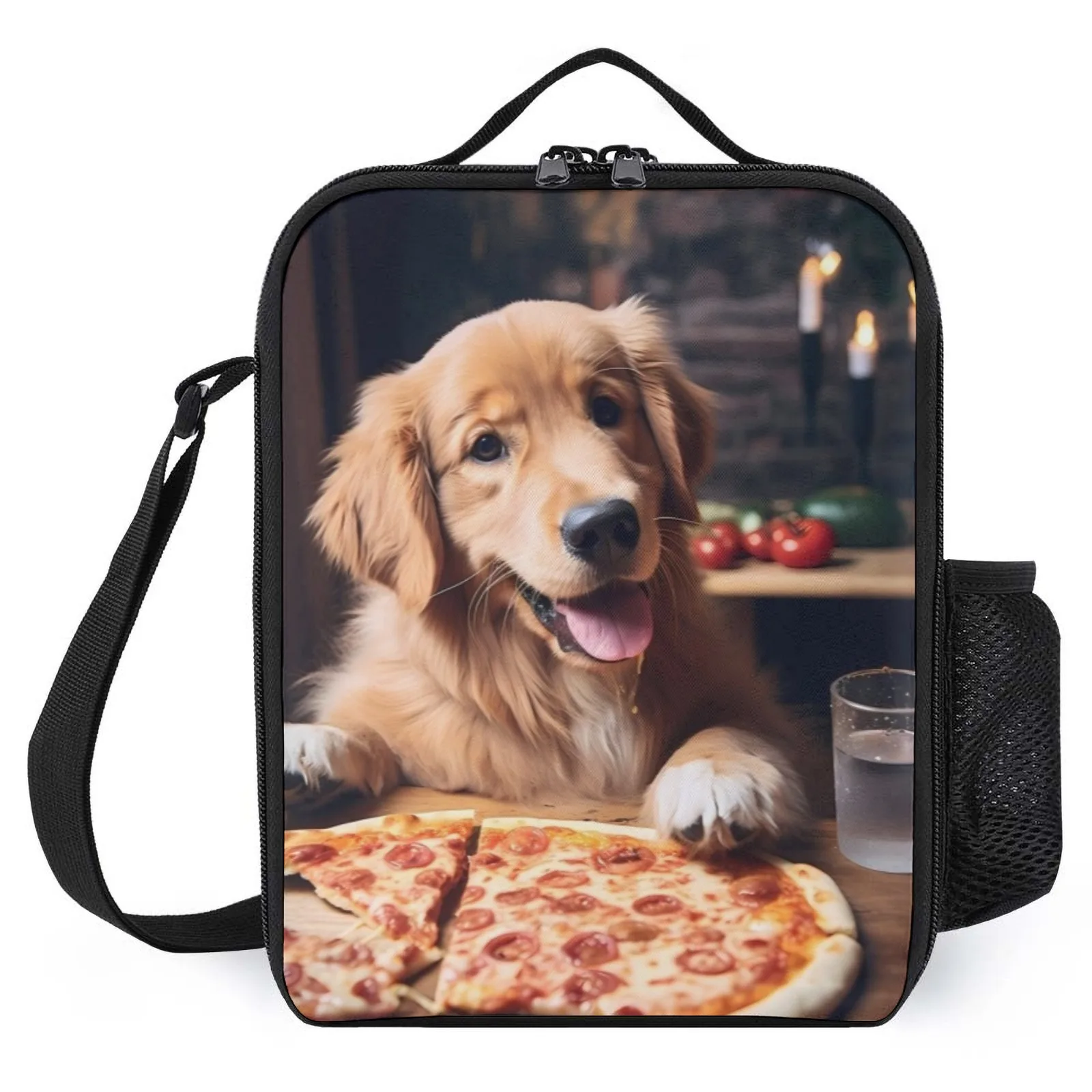 

Golden Retriever Pizza Dog Lonchera Printed Child Picnic Bag Sac A Lunch Insulation Lunch Box Bag