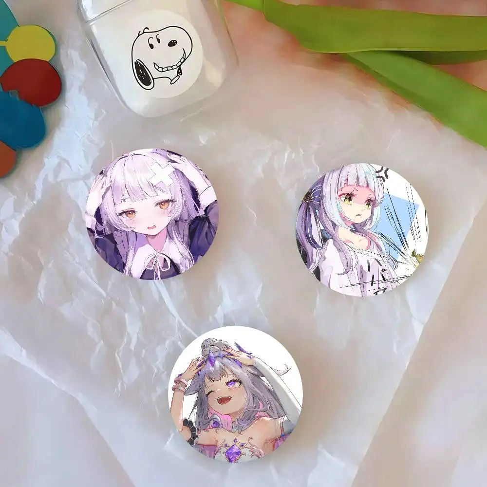 Murasaki Shion Anime H-hololive Round Badge Lapel Pins For Backpacks Briefcase Laser Brooch Clothes Gifts