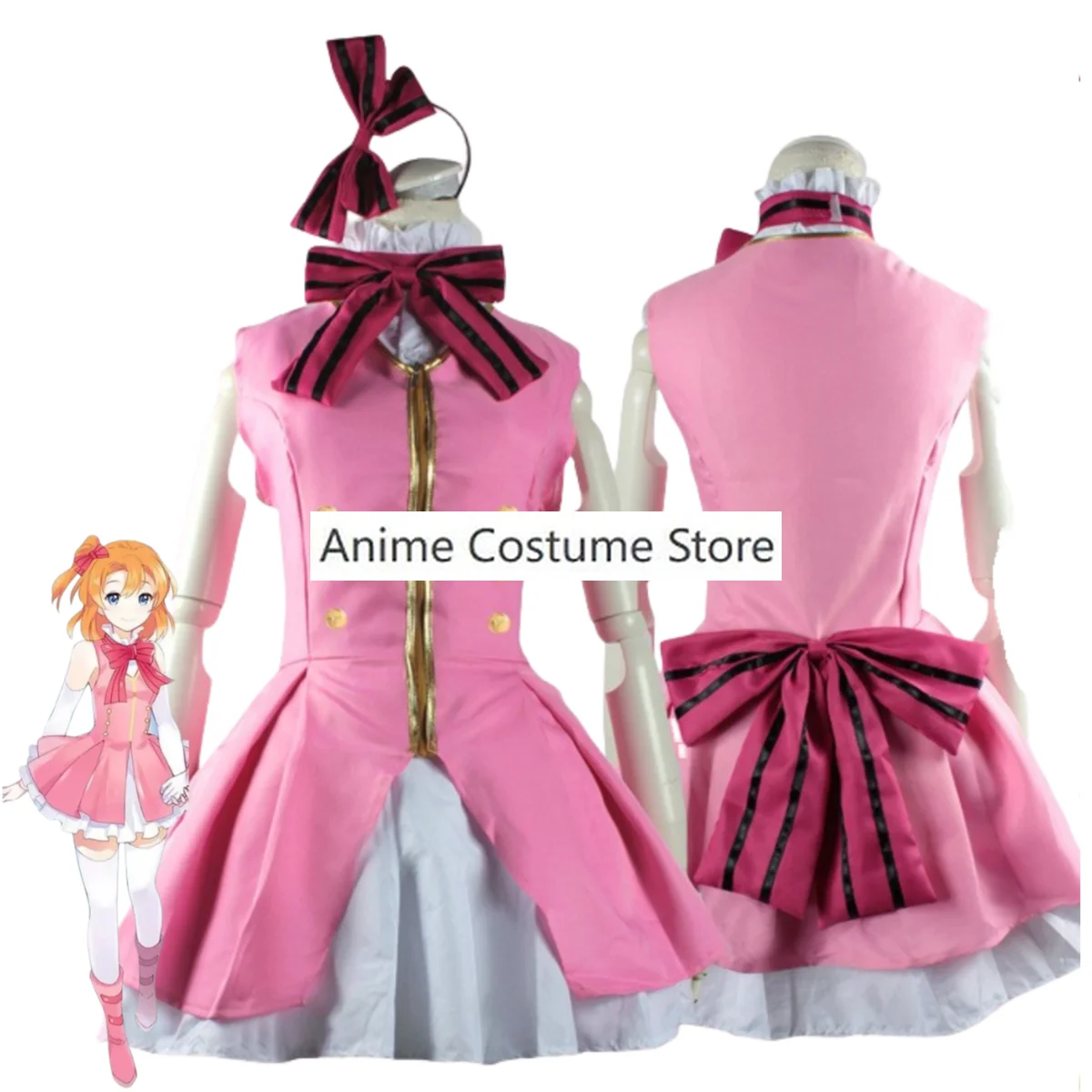 Anime LoveLive!School Idol Project Honoka Kousaka Cosplay Costume Start Dash! Pink Dress Wig Lovely Adult Woman Lolita Skirt